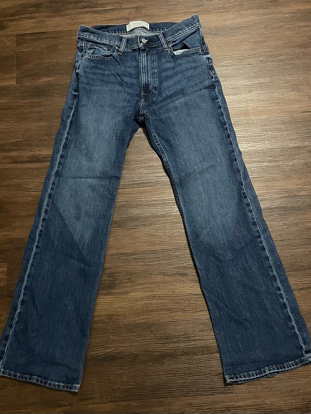 Hollister Men's Dark Blue Bootcut Jeans